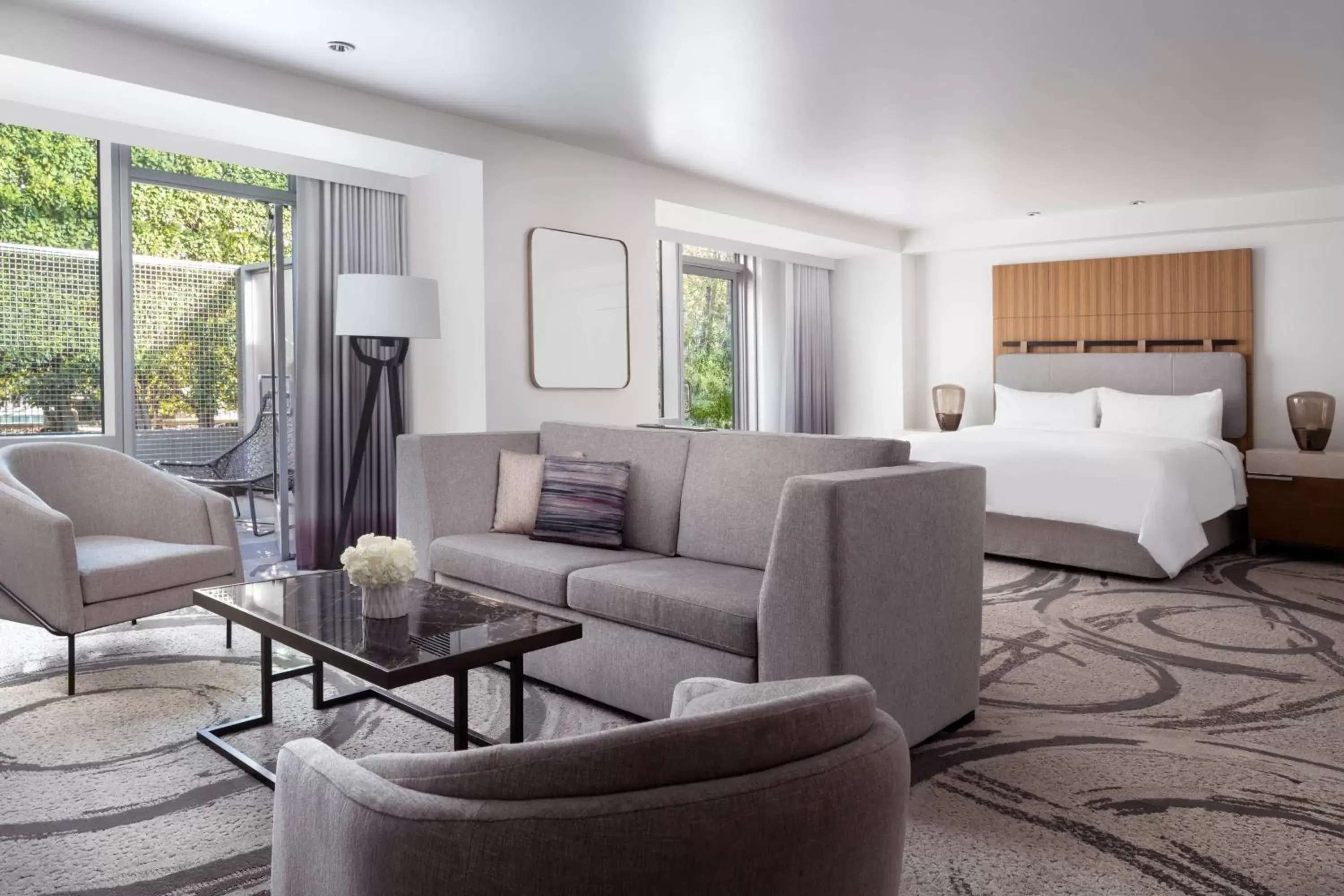Living room, Bed in JW Marriott Los Angeles L.A. LIVE Living room, Bed in JW Marriott Los Angeles L.A. LIVE