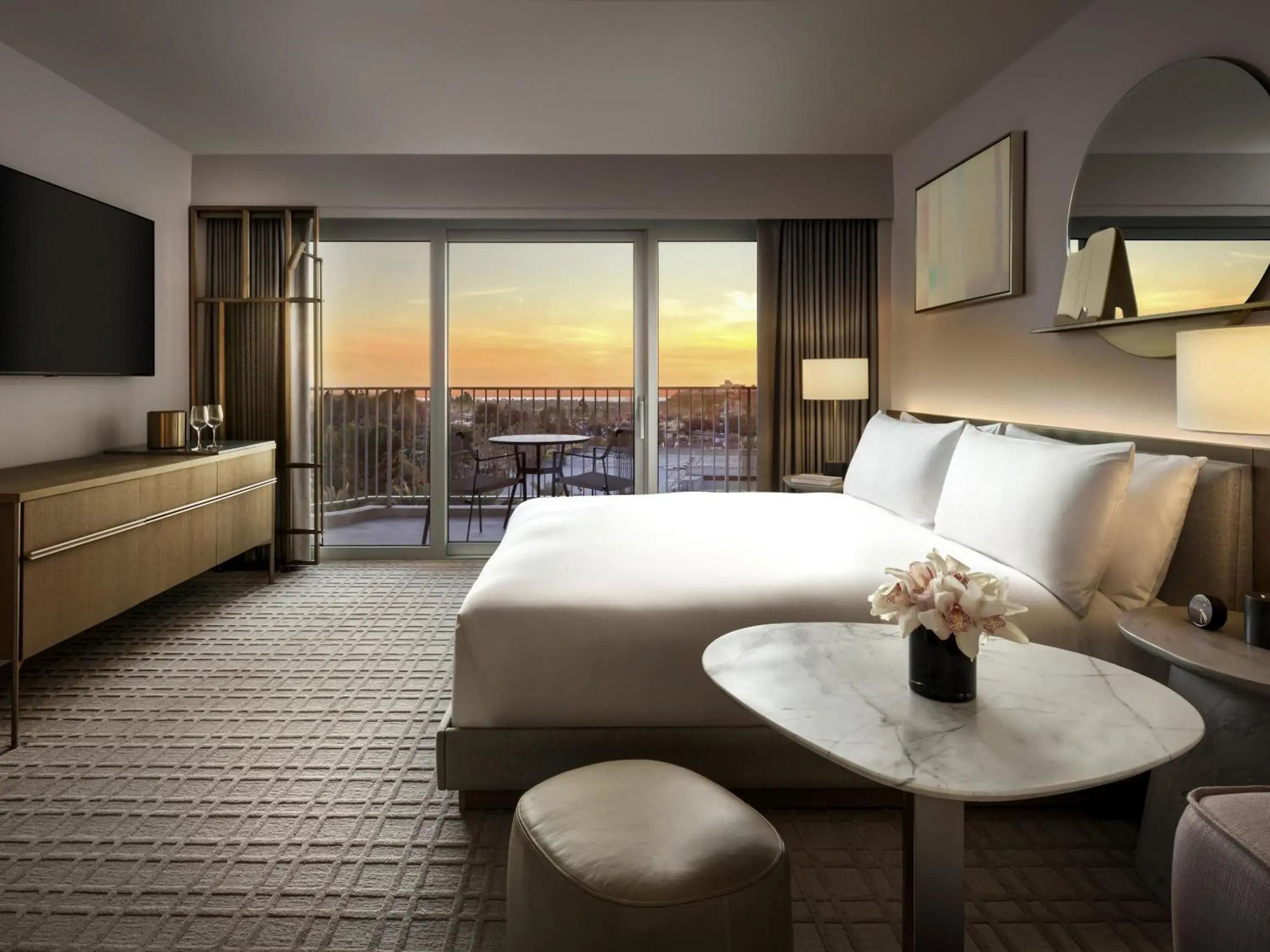 Bedroom, Bed in Fairmont Century Plaza Los Angeles at Beverly Hills Bedroom, Bed in Fairmont Century Plaza Los Angeles at Beverly Hills