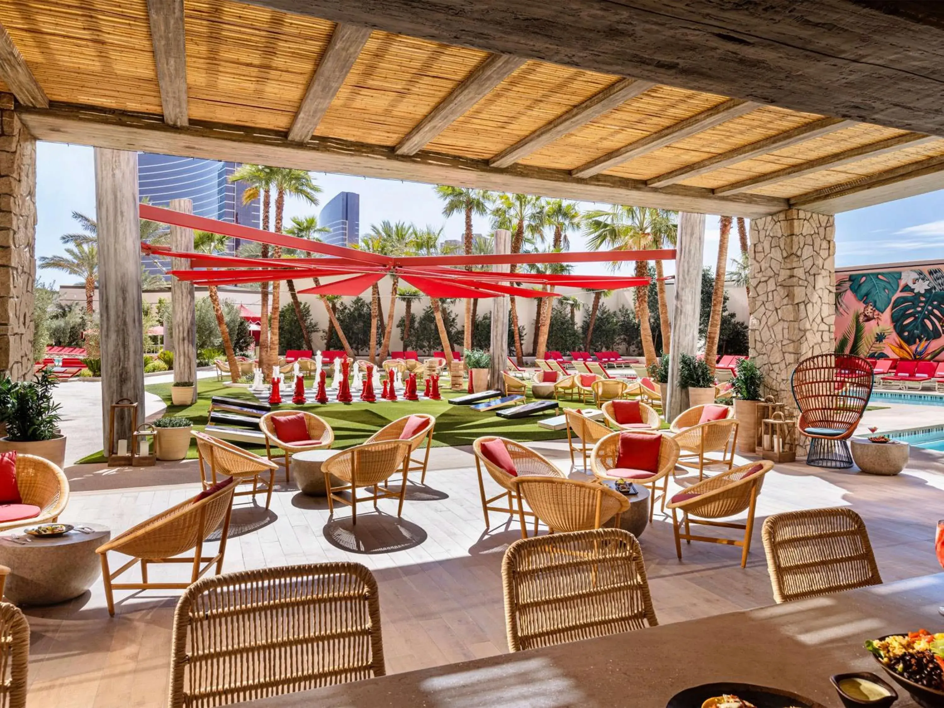Pool view in Crockfords Las Vegas, LXR Hotels & Resorts at Resorts World Pool view in Crockfords Las Vegas, LXR Hotels & Resorts at Resorts World